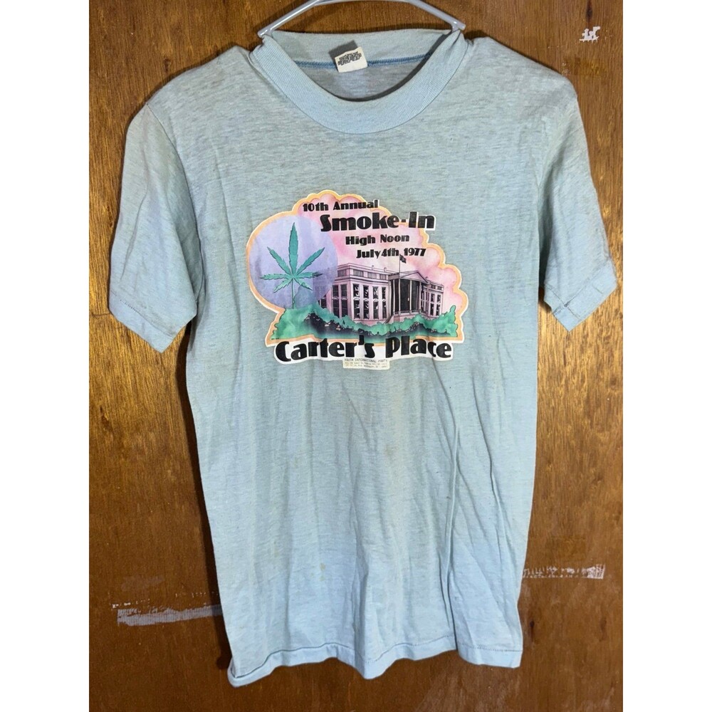 RARE Youth International Party YIP 1977‎ Washington DC Smoke-In Hippie Shirt L
